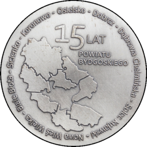 Medal odlewany z okazji 15 lecia powiatu