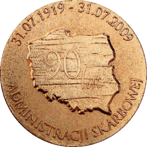 Medal okolicznościowy z okazji 90 lecia administracji skarbowej