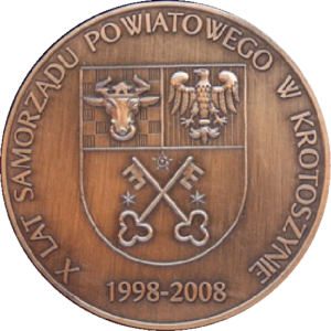 Medal okolicznościowy z okazji 10 lat samorządu powiatowego w Krotoszynie